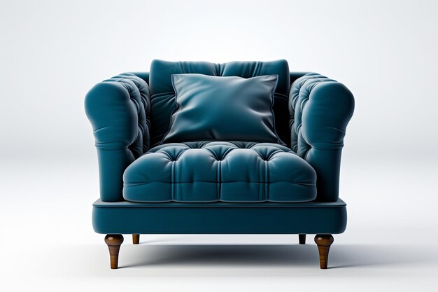 Moderno divano blu scuro su sfondo bianco isolato Mobili per un moderno design minimalista d'interno
