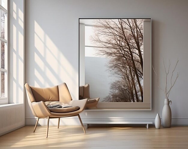 Moderno interior design soggiorno con grande specchio