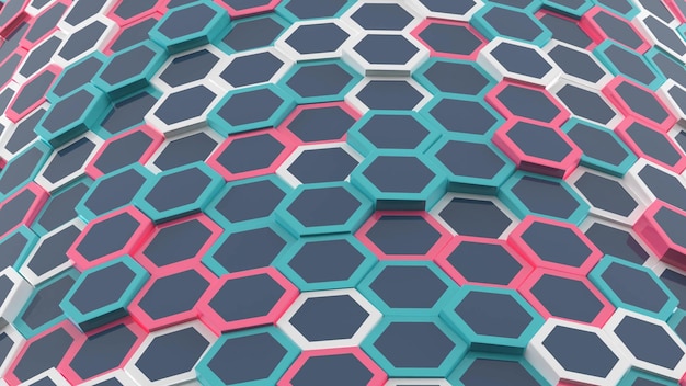 Moderno modello di carta da parati a piastrelle esagonali illustrazione 3D colorata