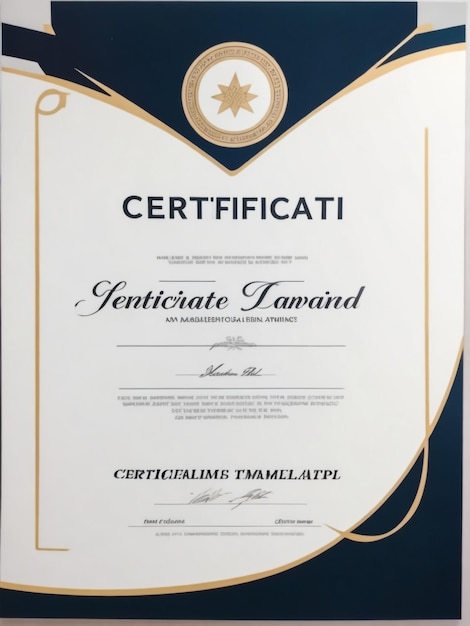 Moderno modello di certificato blu e bianco