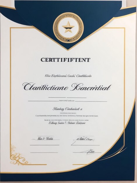 Moderno modello di certificato blu e bianco