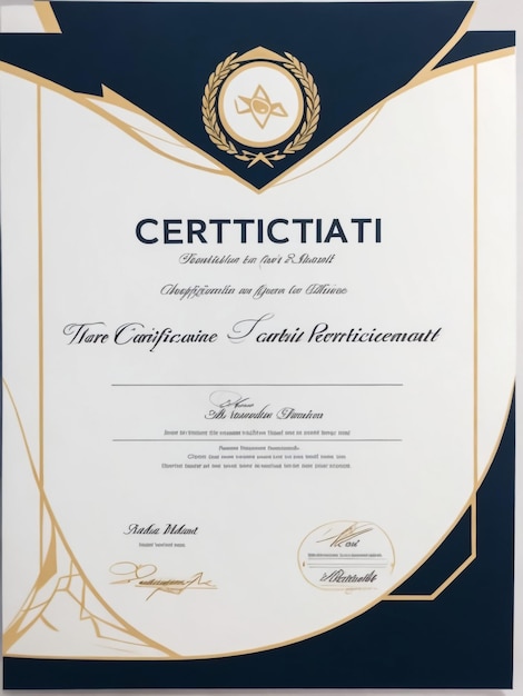 Moderno modello di certificato blu e bianco