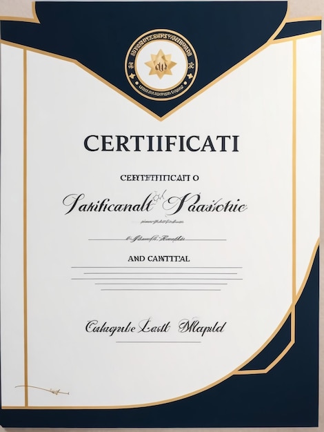 Moderno modello di certificato blu e bianco