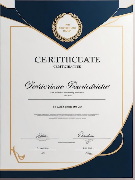 Moderno modello di certificato blu e bianco