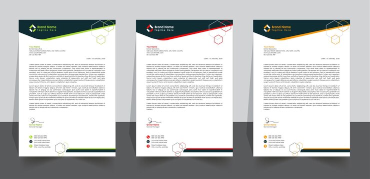 Moderno modello di design di testata cartacea di dimensione stampabile Business Pad