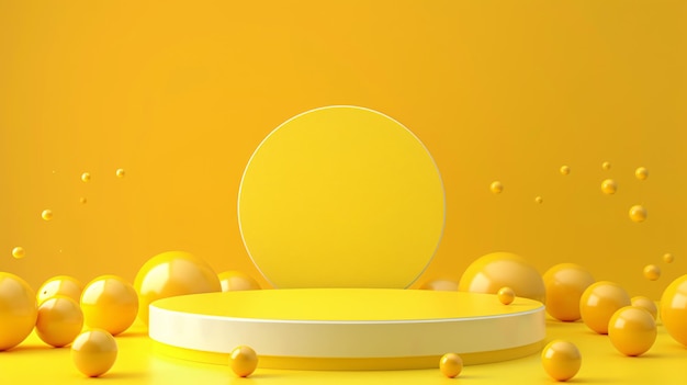 Moderno modello di podio giallo a sfondo minimo utilizzando sfondo giallo per la presentazione del prodotto 3d r