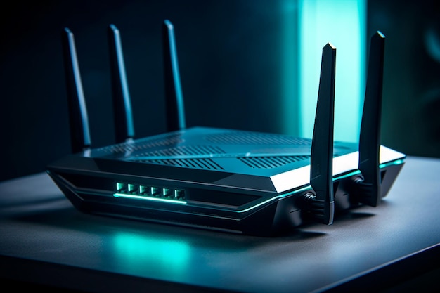 Moderno router WiFi desktop ad alta velocità per rete domestica sicura e comunicazione online high-tech