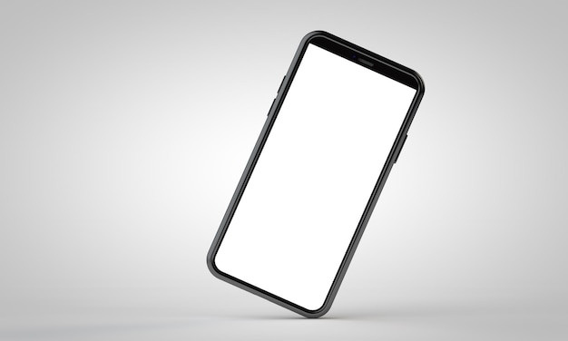 Moderno smartphone senza cornice 3D mock up con schermo bianco vuoto Rendering 3D