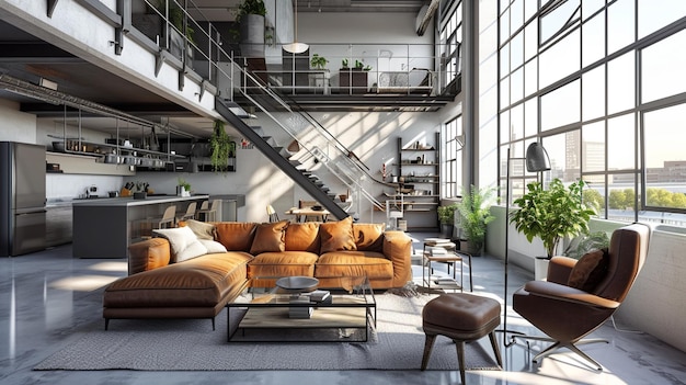 Moderno soggiorno in casa con interior design contemporaneo Generative Ai