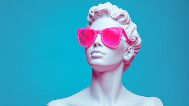 Moderno twist su una classica statua di gesso con occhiali da sole AI generativa