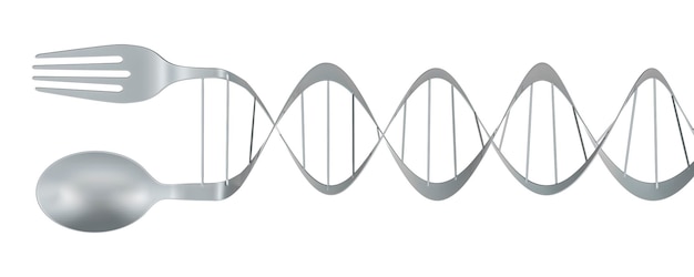 Modifica genetica degli alimenti Rendering 3D del concetto di cibo del DNA