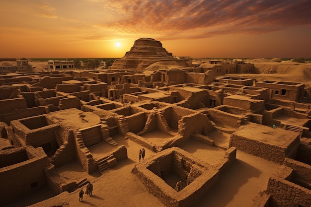 MohenjoDaro at Dusk Digital Glimpse into Ancient Urban Mastery