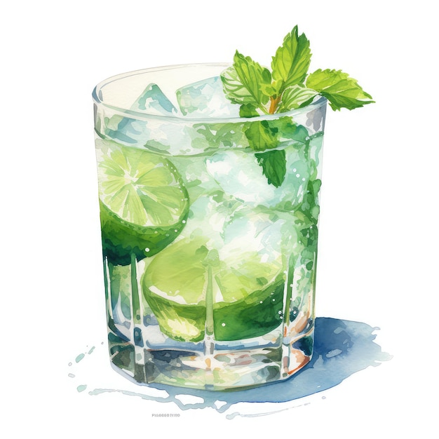 Mojito acquerello illustrazione generativa ai