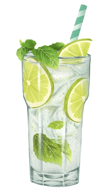 Mojito cocktail adesivo png bevande illustrazione sfondo trasparente