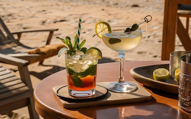 Mojito e cocktail di San Francisco su un tavolo in un bar sulla spiaggia