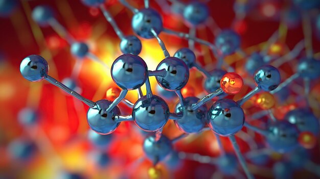 Molecola atomo atomo astratto struttura della molecola scienza background medico AI generativa
