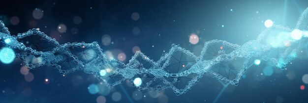 Molecola di DNA astratta su uno sfondo sfocato Concetto scientifico e tecnologico
