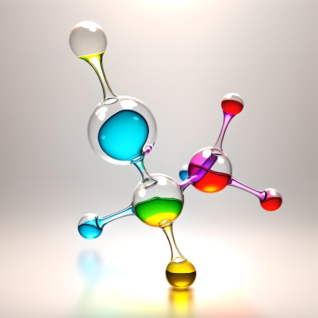 Molecola di etanolo Alcol C2H5OH Chimica Disegno del vetro