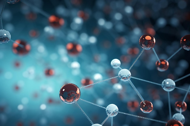 Molecola o atomo Struttura astratta per la scienza o sfondo medico illustrazione 3d