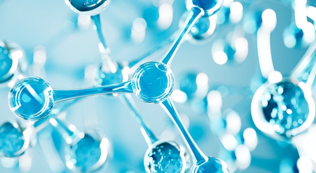 Molecole blu scientifiche astratte