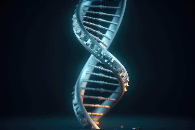 Molecole di DNA su sfondo nero AI