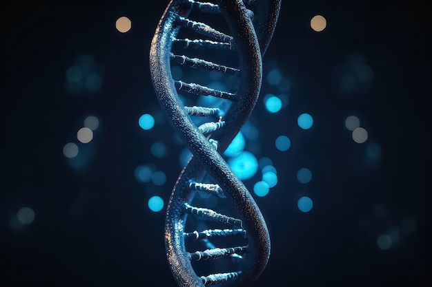 Molecole di DNA su sfondo nero AI