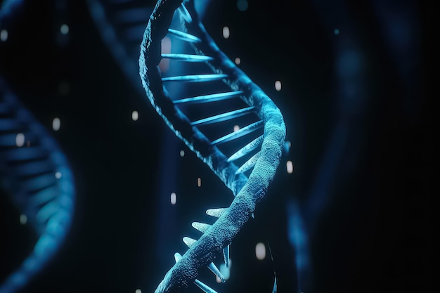 Molecole di DNA su sfondo nero AI