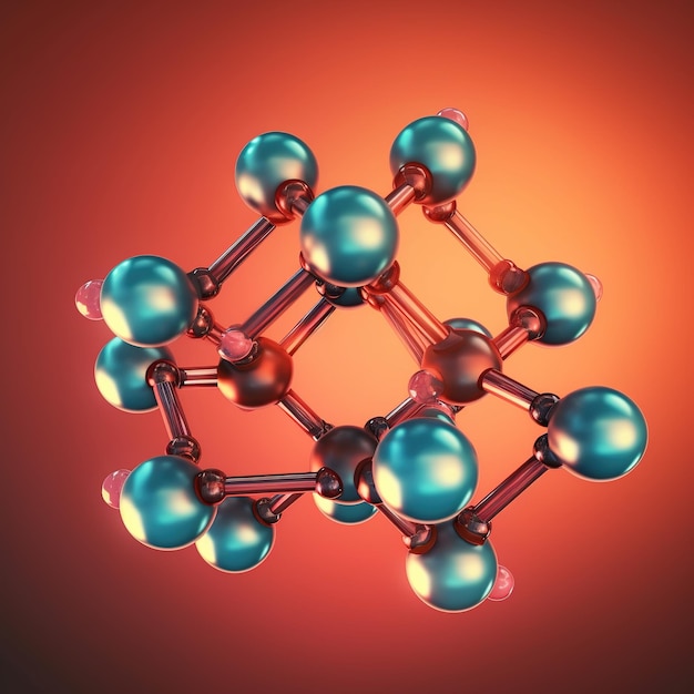 Molecole di vetro 3D o atomi su sfondo chiaro