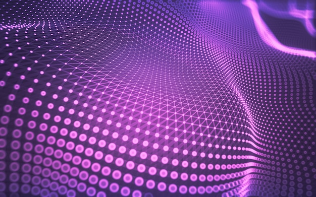 Molecules technology with polygonal shapes, connecting dots and lines