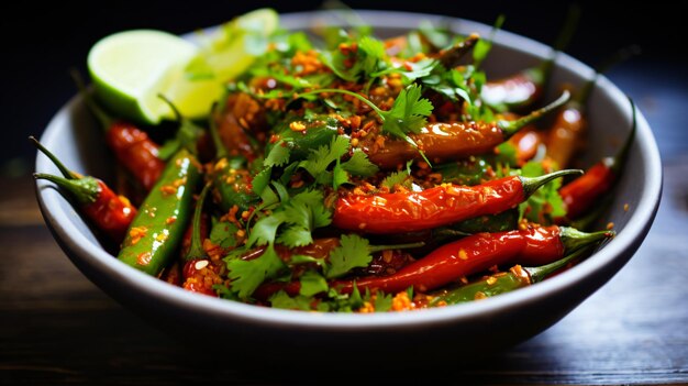 Molluschi asiatici con peperoncino, lime e coriandolo