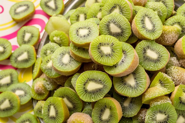 Molte fette di frutta di kiwi candita