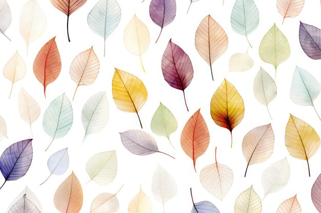 molte foglie colorate su uno sfondo bianco a motivi multicolori