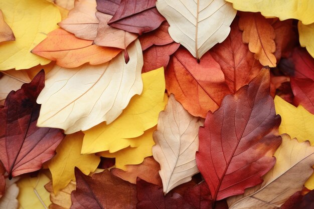 Molte foglie colorate Toni naturalistici IA generativa