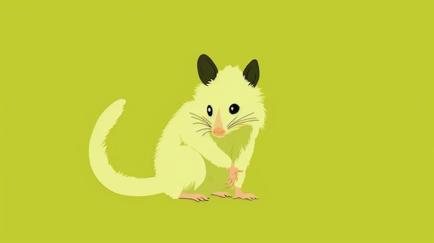 Molte illustrazioni minimaliste con opossum nel colore verde lime