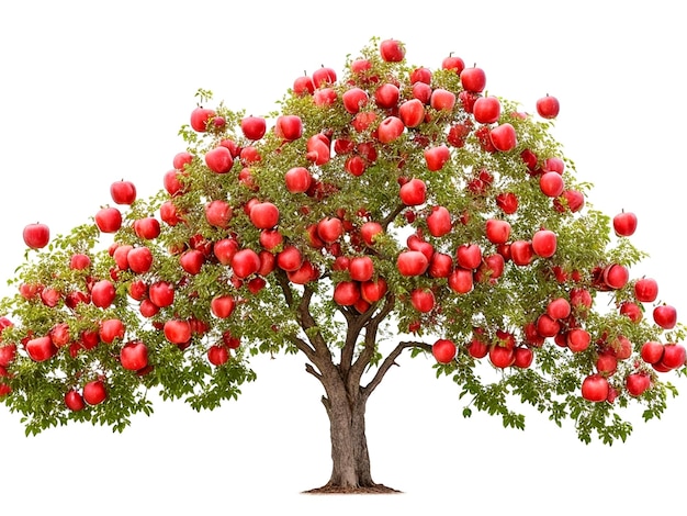 Molte mele rosse su un albero isolate su un vettore di sfondo bianco AI_Generated