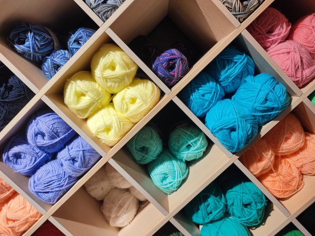 Molte palle di lana di vari colori