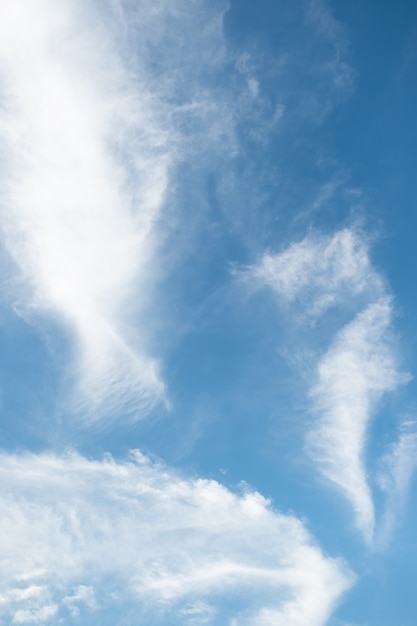 Molte piccole nuvole nel cielo blu. Nuvoloso estivo. Nuvole bianche che galleggiano nel cielo.