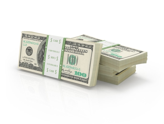 Molte pile di centinaia di banconote da un dollaro di carta