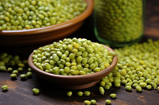 Molti fagioli verdi sul tavolo