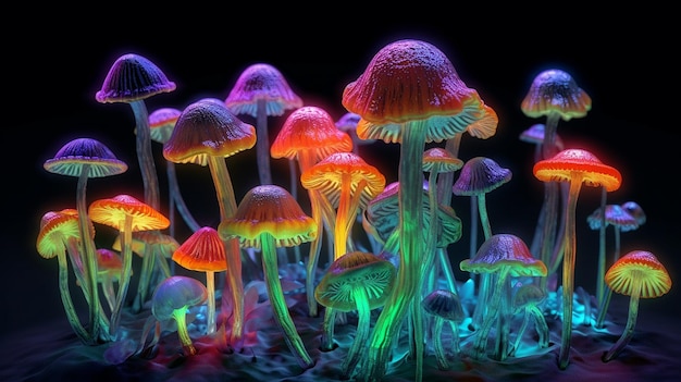 Molti funghi colorati bella natura fotografia royalty immagine Ai generato arte