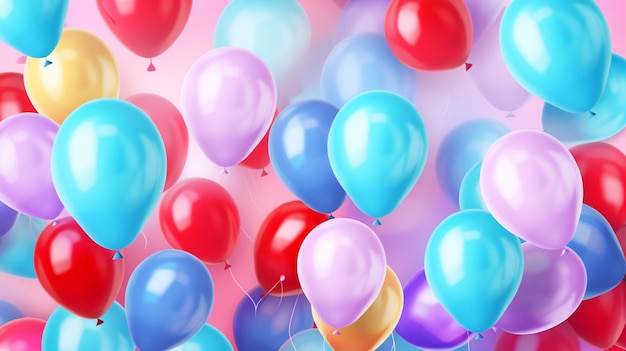 Molti palloncini colorati decoravano la parete come sfondo