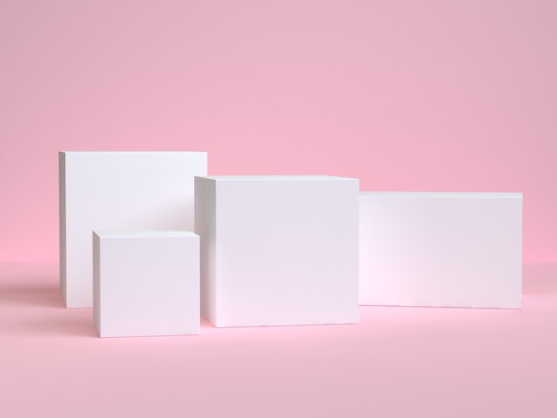 molti rendering 3d scena rosa minimal di forma quadrata bianca