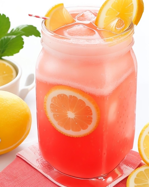 Molto gustoso succo di fragole fresche e limonata