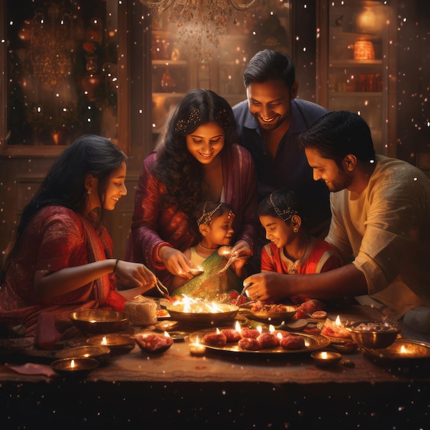 Momenti indimenticabili La gioiosa celebrazione di Diwali di una famiglia indiana