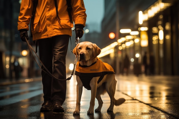 Momento commovente tra un cane guida e un non vedente