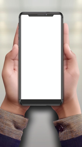 Momento dello smartphone Le mani maschili tengono il telefono con lo schermo vuoto Verticale Mobile Wallpaper