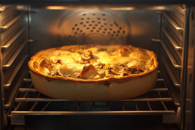 Momento di cottura saporito Mini torta di carne e funghi in forno industriale