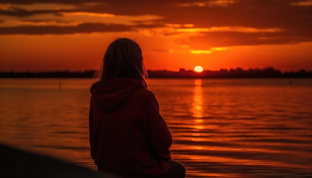 Momento di qualcuno che guarda un bel tramonto estivo IA generativa