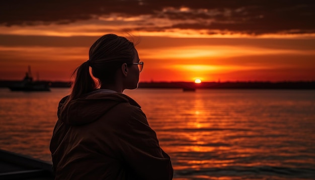 Momento di qualcuno che guarda un bel tramonto estivo IA generativa