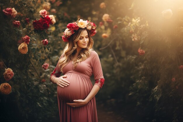 Momtobe Una bruna sorridente che cattura la bellezza della gravidanza in un servizio fotografico